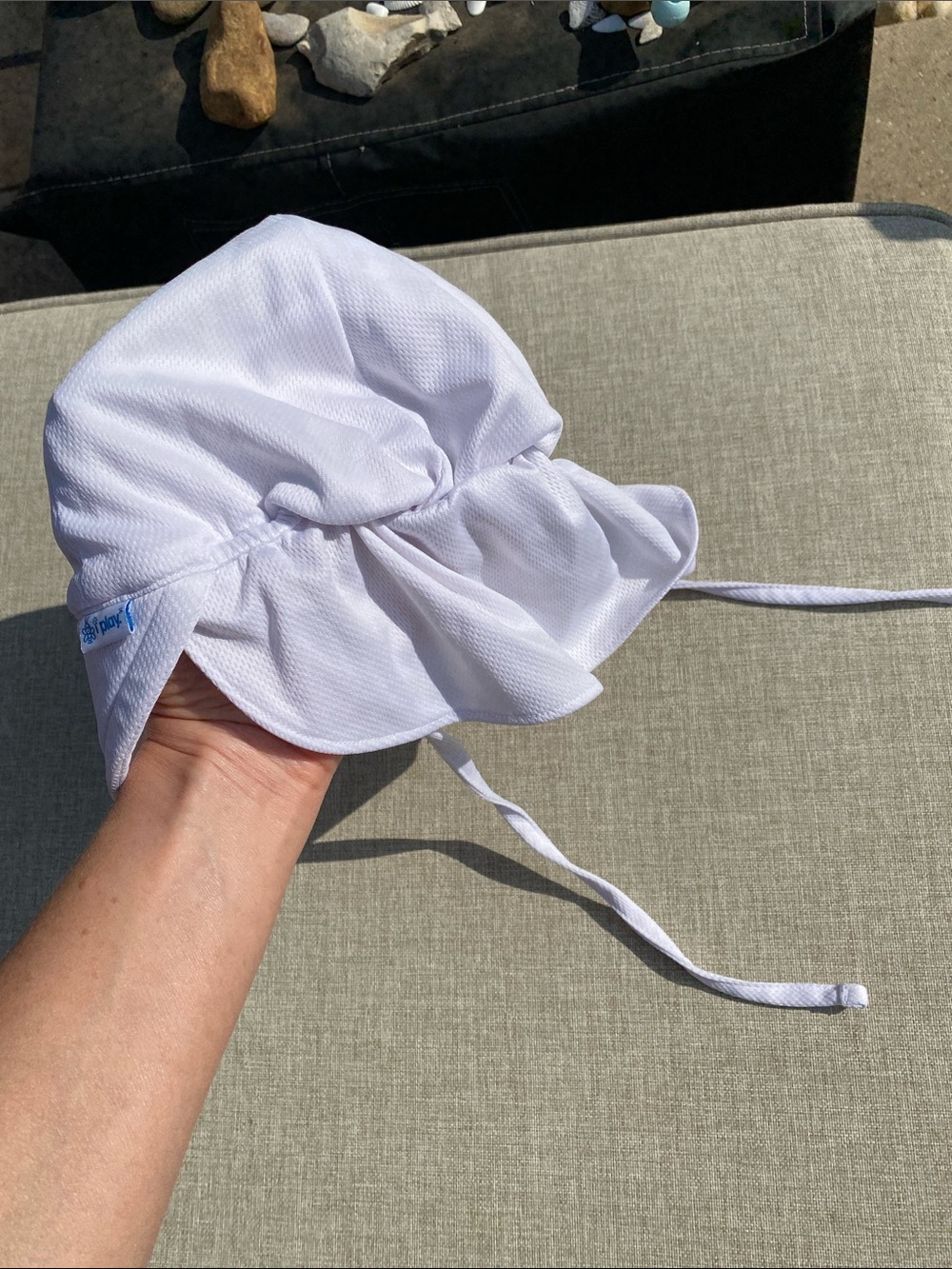 White Baby Sun / swim hat with Ties